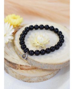 Bracelet perles rondes onyx noir 8mm