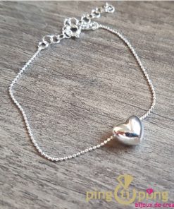 Bracelet « Coeur » joufflu sur chaînette en argent 925 de CANYON