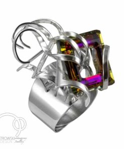 Bague en argent originale de Ostrowski Design collection « éclatante passion » en cristal